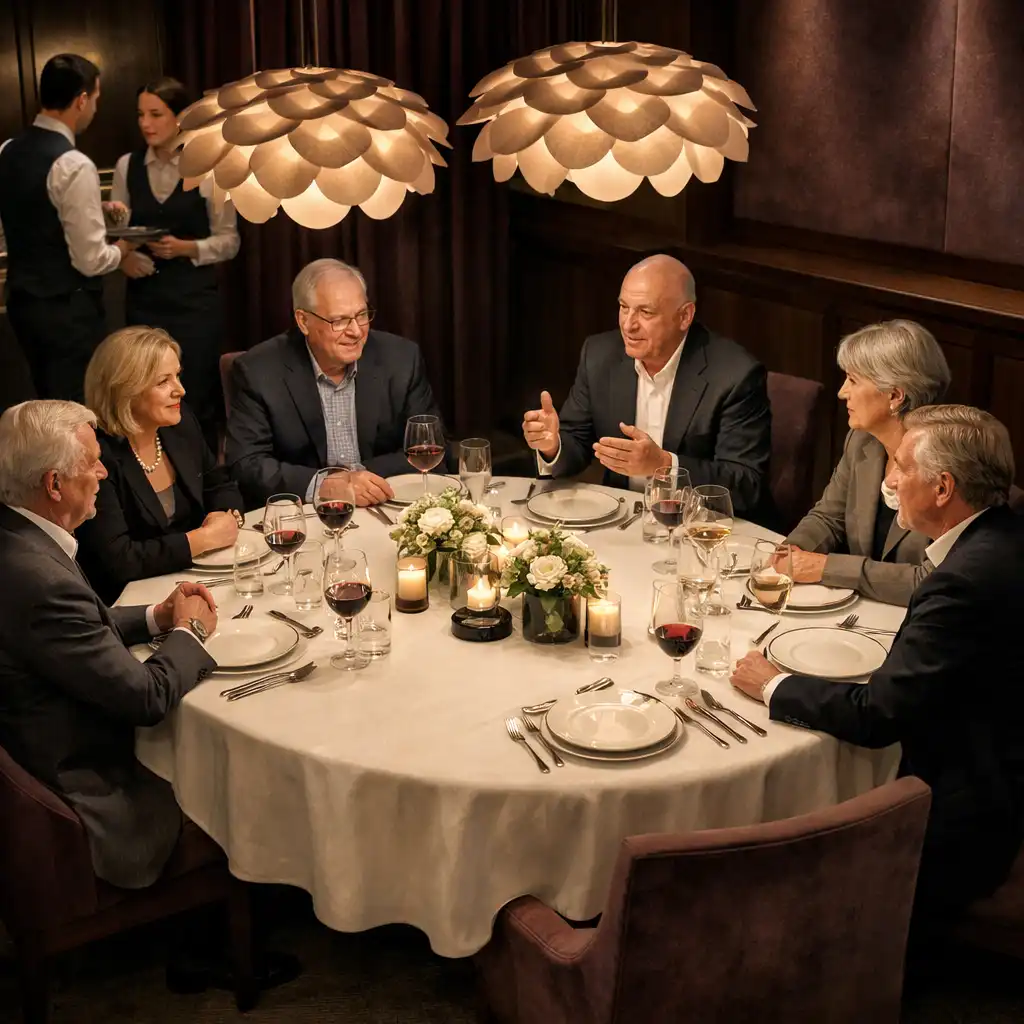Diskretes Executive Dinner in einem privaten Restaurant-Salon