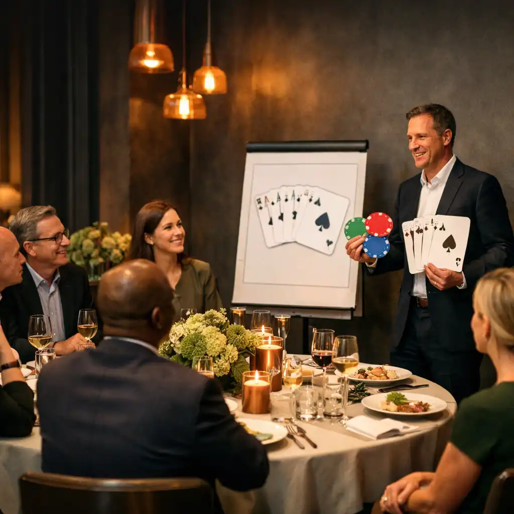 Moderiertes Teamformat an einem elegant gedeckten Tisch in einer Eventlocation